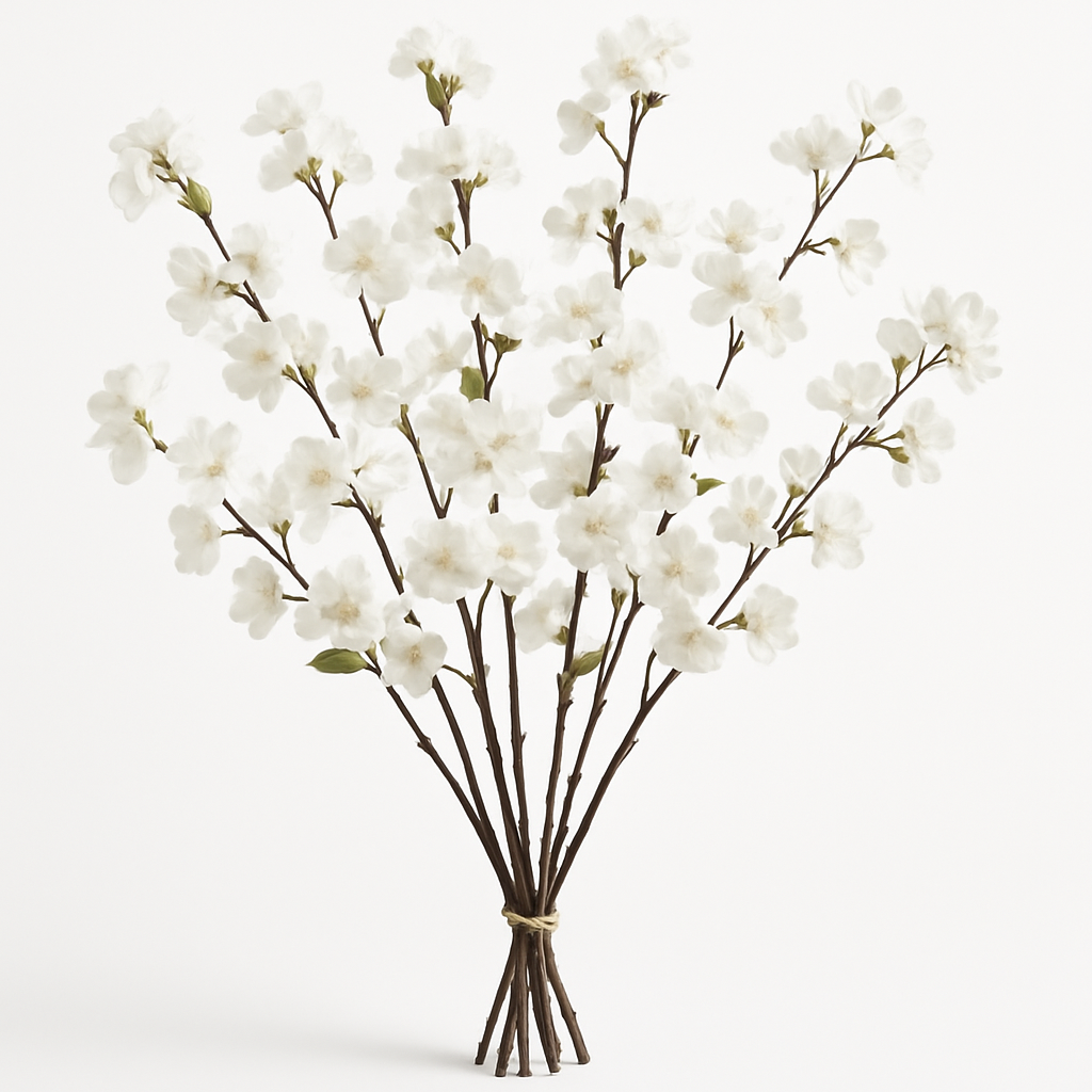 Kunstpflanzen-Set – 10 Stück | Kirschblüte Weiß