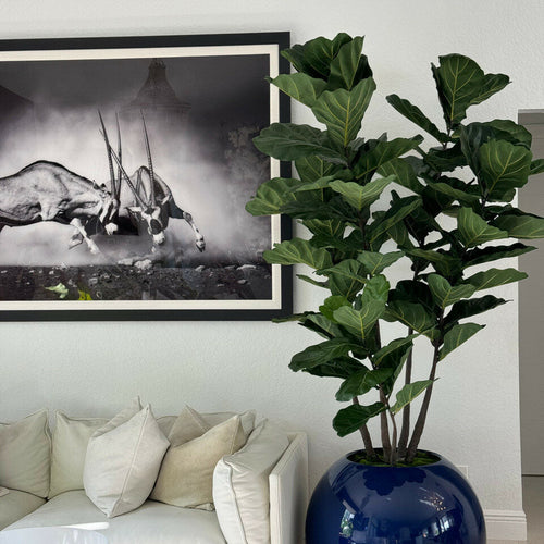 30″ blaue Kugelvase mit Geigenfeige