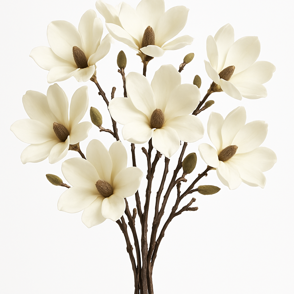 Kunstpflanzen-Set – 10 Stück | Magnolie Weiß